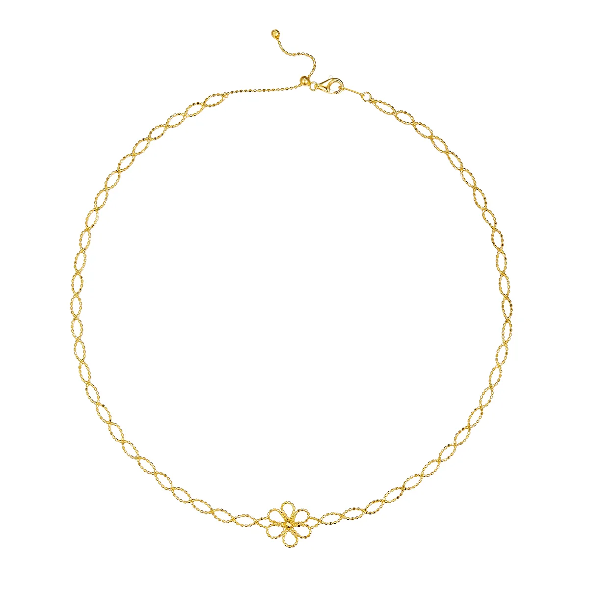 K001 S925 Silver 18K Gold Large Woven Lace Flower Necklace