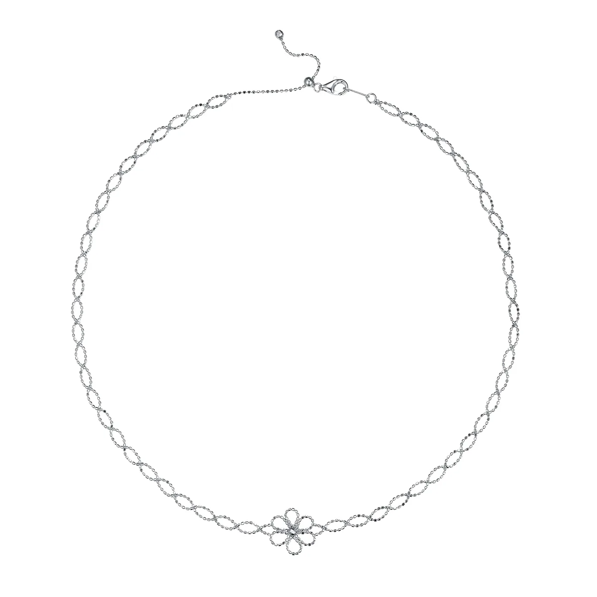 K001 S925 Silver 18K Gold Large Woven Lace Flower Necklace