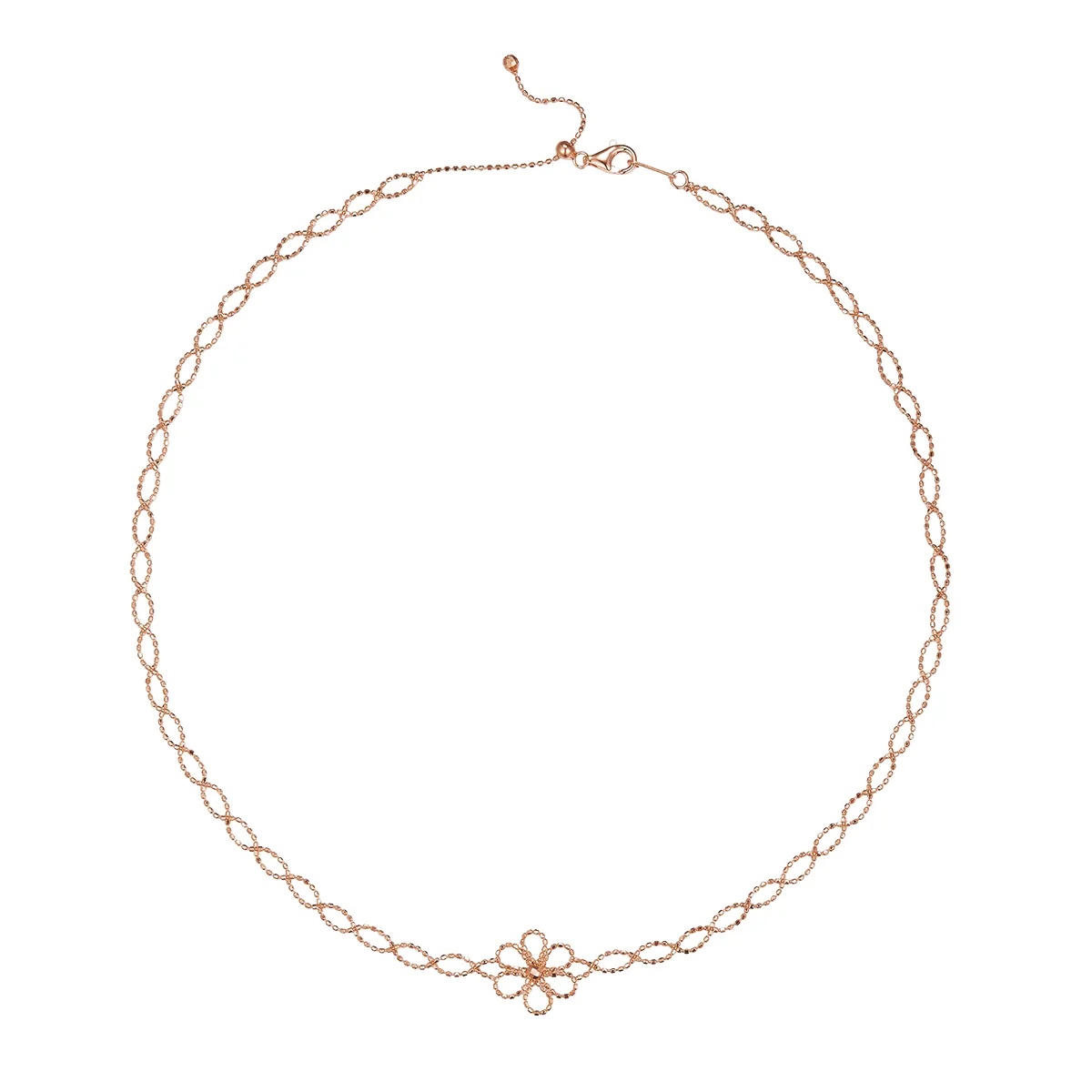 K001 S925 Silver 18K Gold Large Woven Lace Flower Necklace