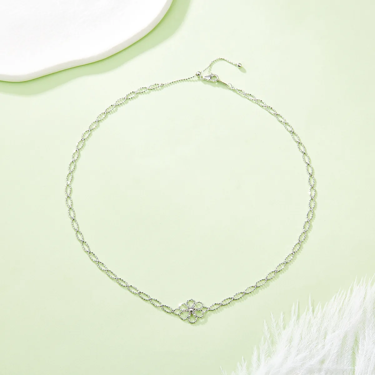 K001 S925 Silver 18K Gold Large Woven Lace Flower Necklace