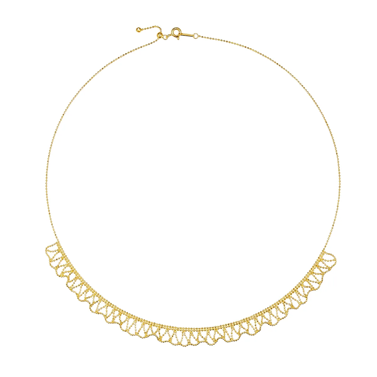 K007 S925 Silver 18K Gold Large Woven Lace Necklace