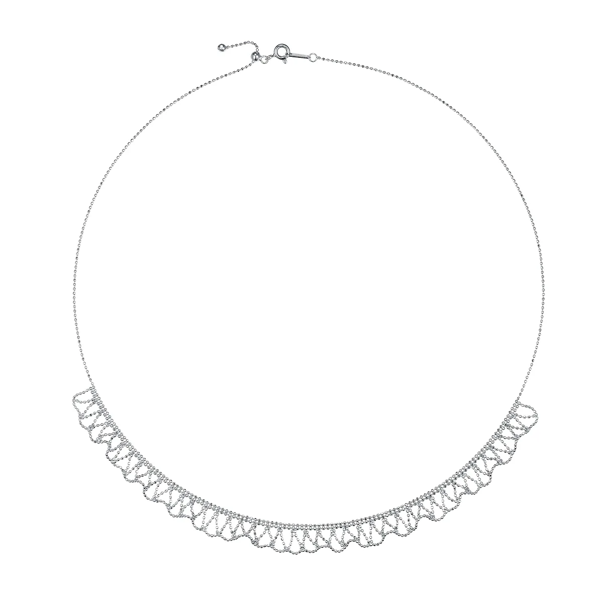 K007 S925 Silver 18K Gold Large Woven Lace Necklace