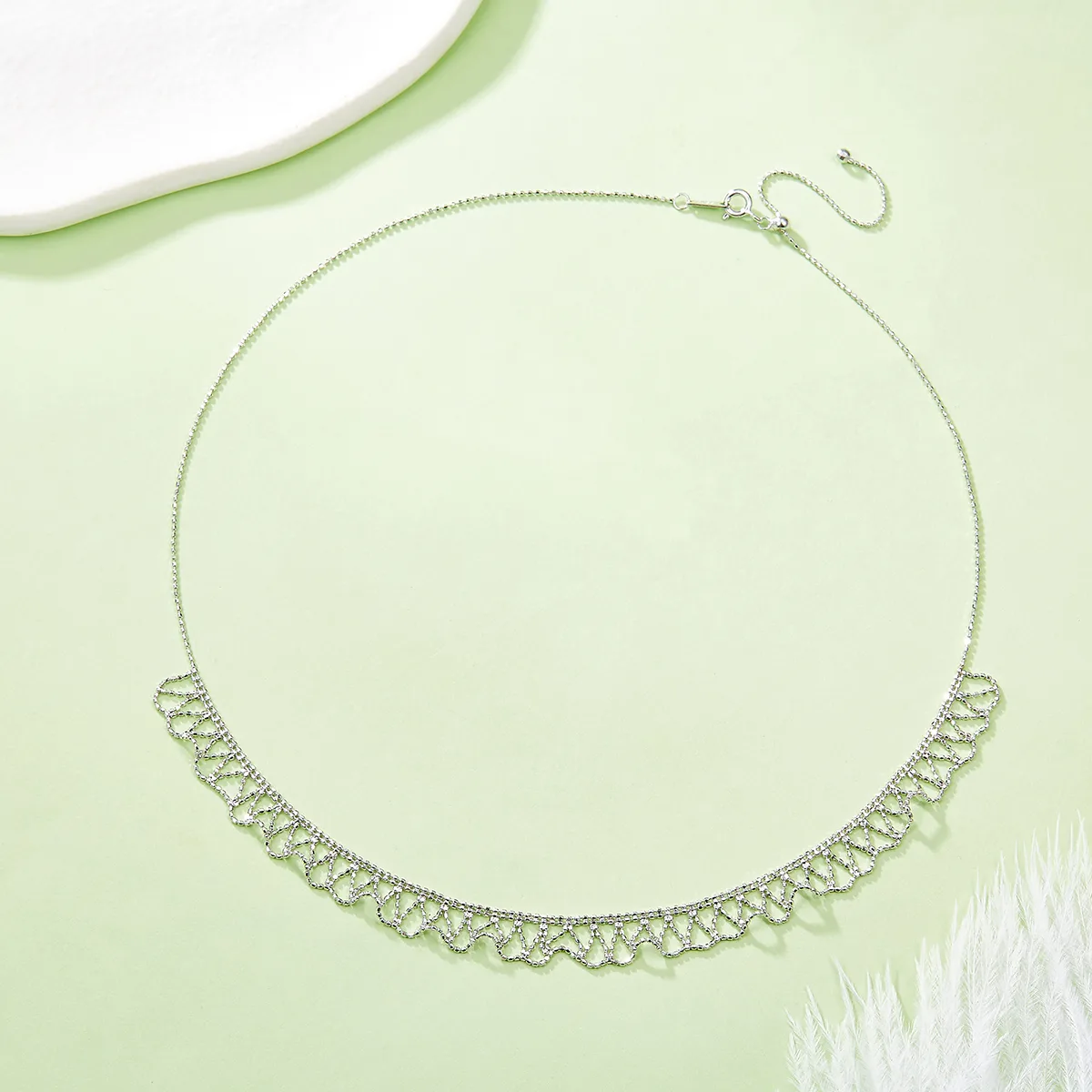 K007 S925 Silver 18K Gold Large Woven Lace Necklace