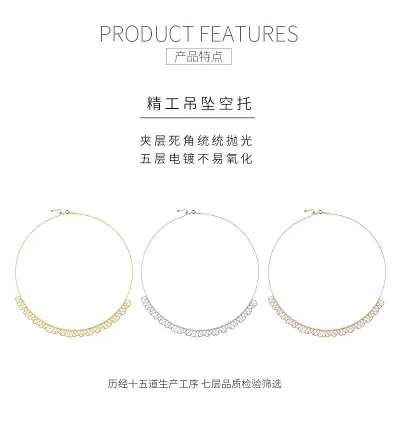 K007 S925 Silver 18K Gold Large Woven Lace Necklace detail 5