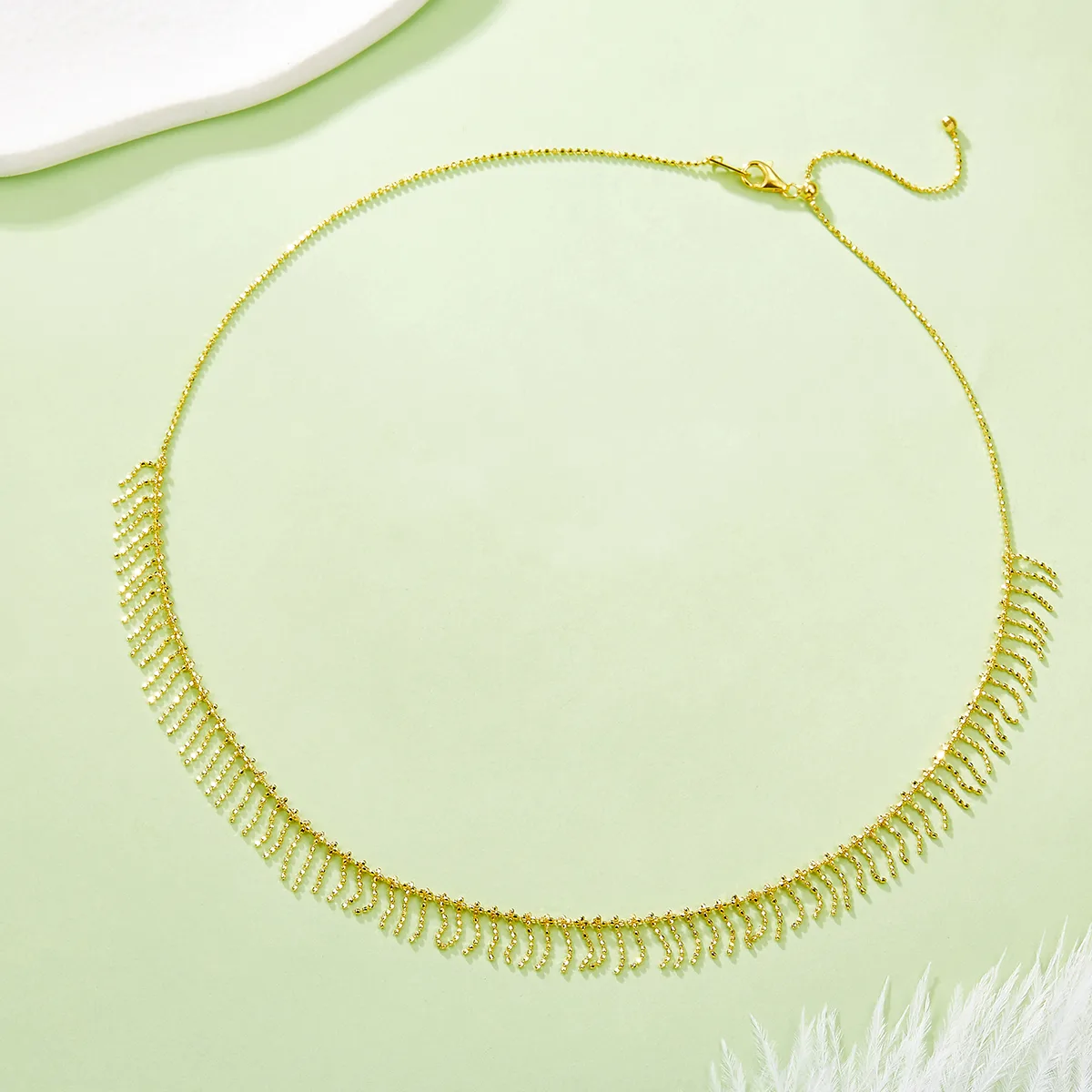 K009 S925 Silver 18K Gold Large Woven Tassel Necklace