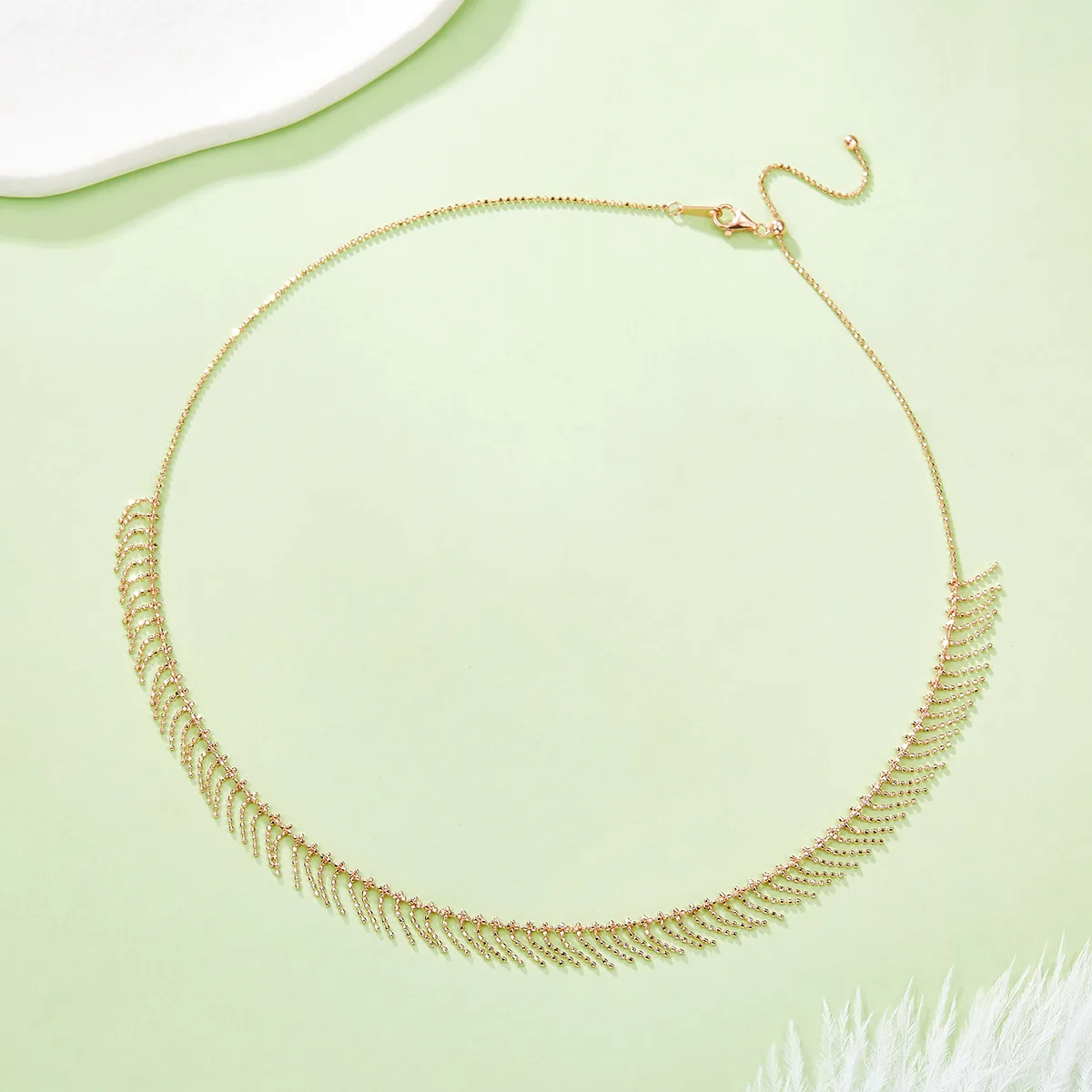K009 S925 Silver 18K Gold Large Woven Tassel Necklace