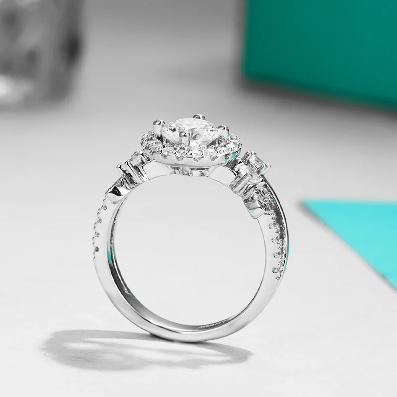 R221116019 S925 Silver 18K White Gold Round Moissanite Fashion Anniversary Ring Women's Ring Center Stone 1.0ct