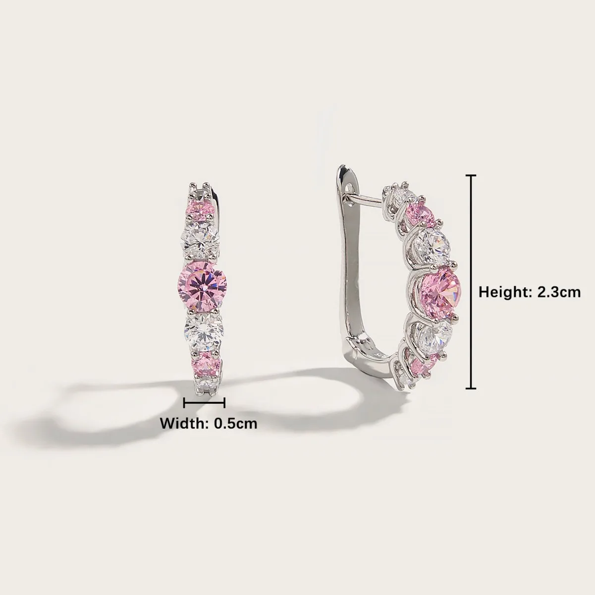 ES04168A2 S925 Silver 18K White Gold Pink High-Carbon Diamond Earrings