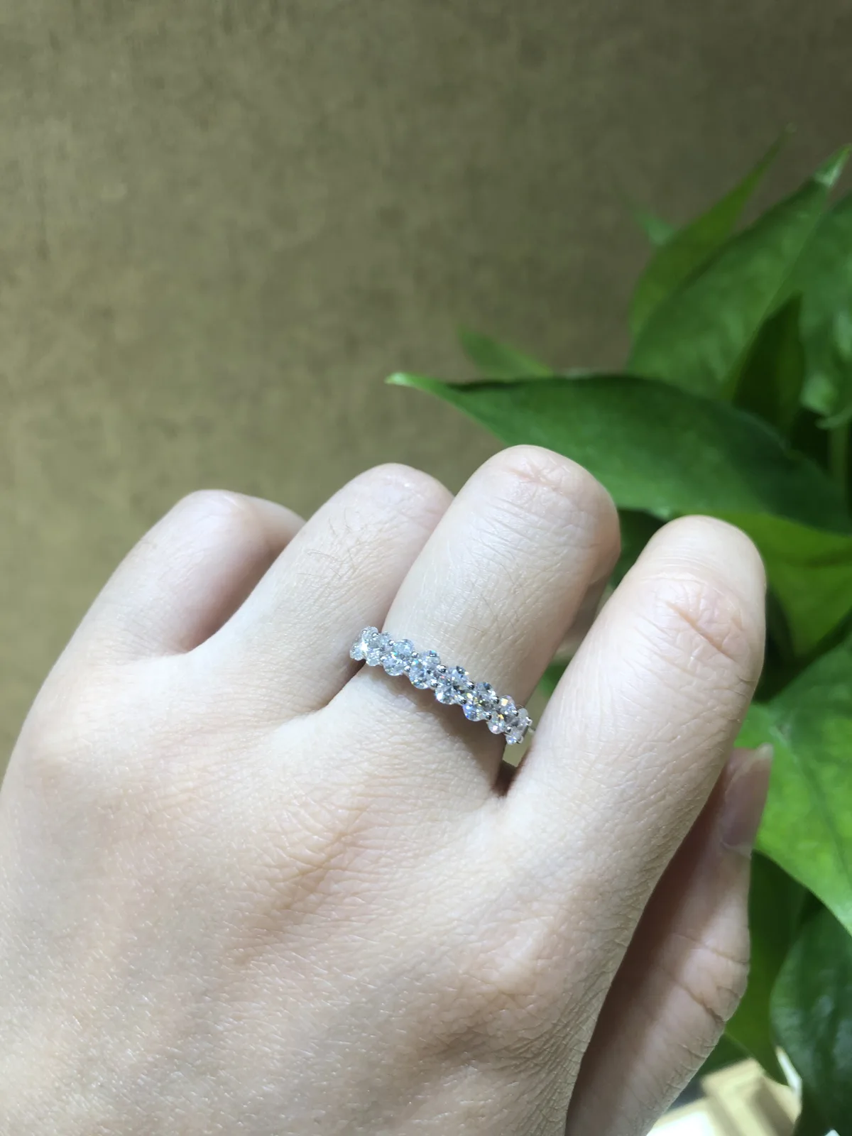 Oval Diamond Band Ring S925 White-Gold-Plated Silver Custom Side Stone Moissanite Promise Ring 2.7ct