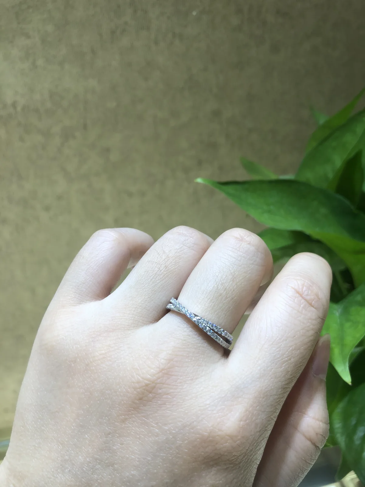 Micro-Pavé Band Ring S925 White-Gold-Plated Silver Custom Side Stone Moissanite Promise Ring 0.41ct