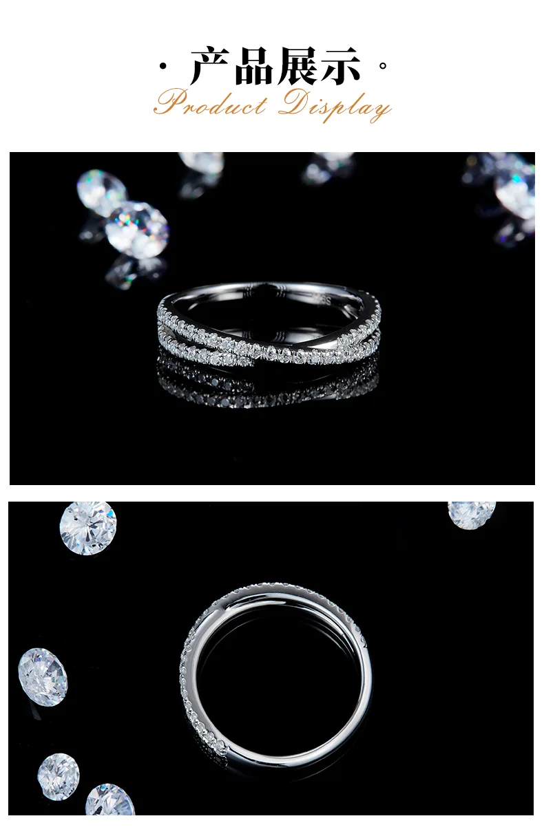 Micro-Pavé Band Ring S925 White-Gold-Plated Silver Custom Side Stone Moissanite 