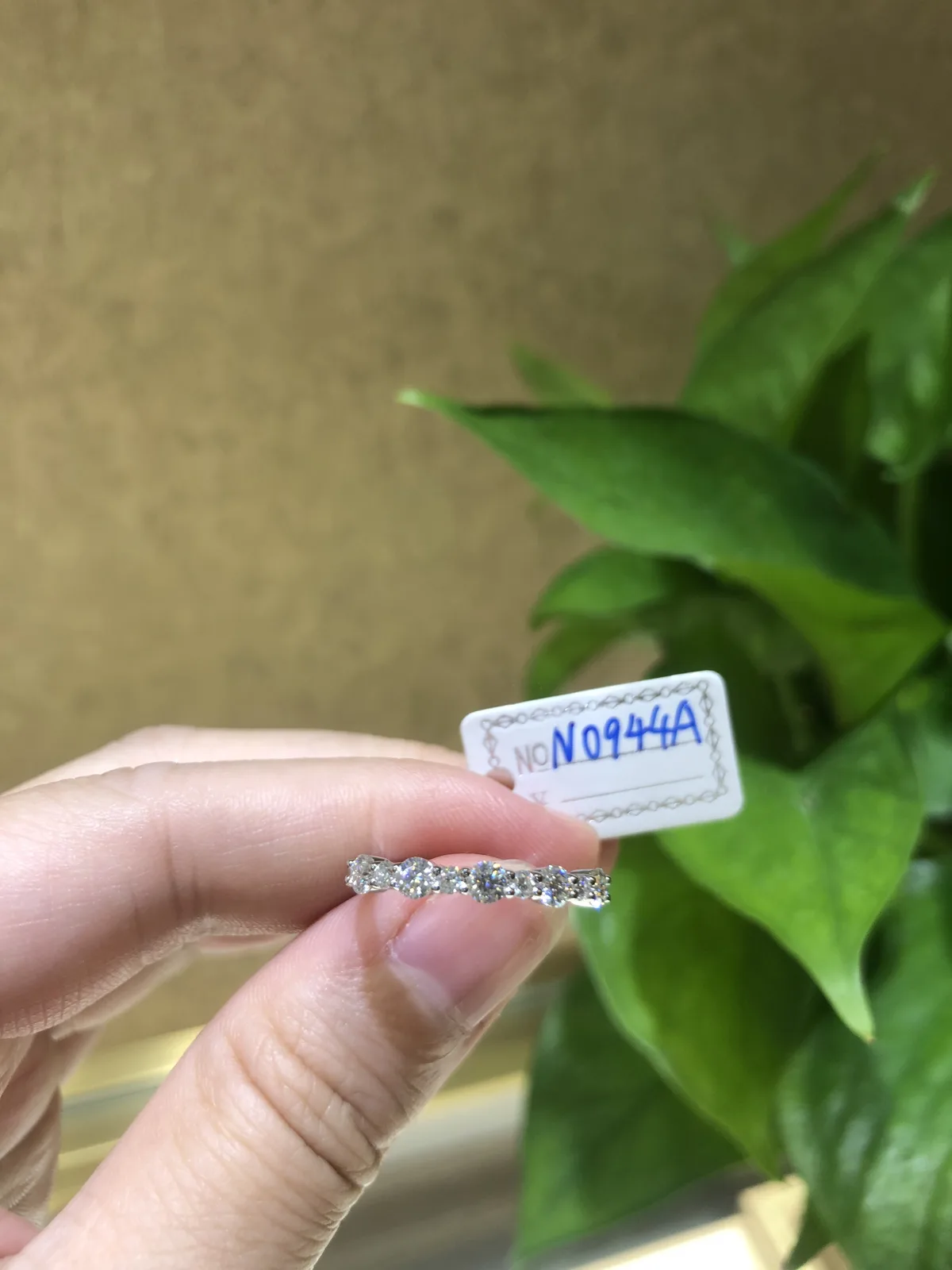 Band Ring S925 White-Gold-Plated Silver Custom Side Stone Moissanite Promise Ring 0.62ct