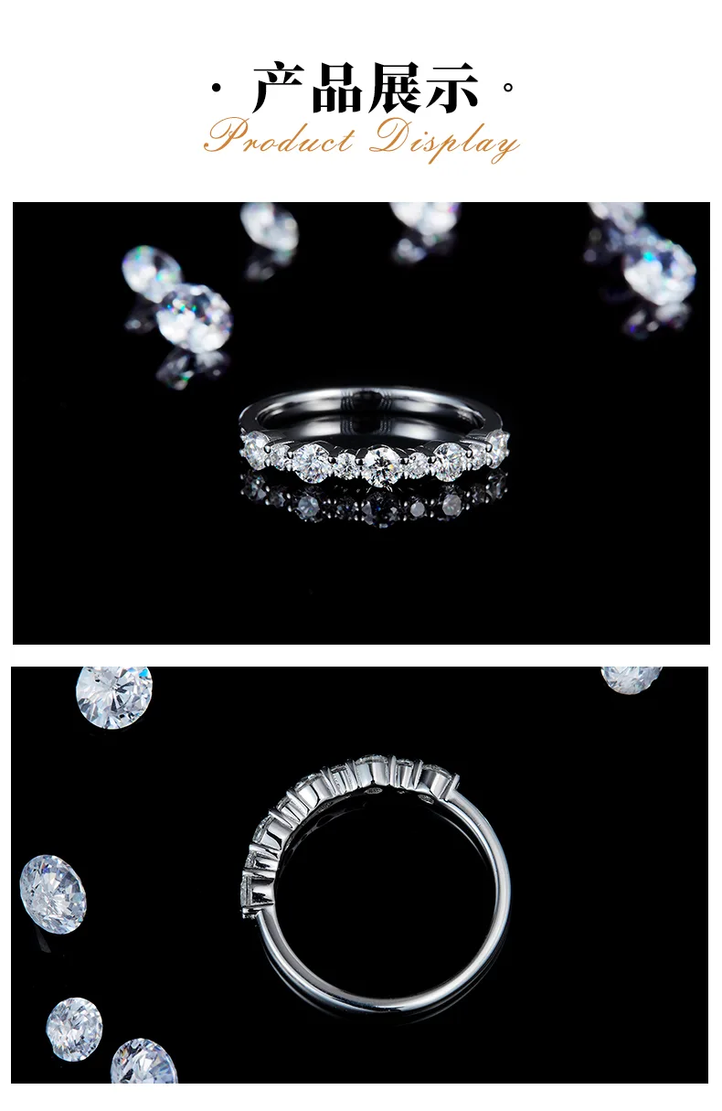 Band Ring S925 White-Gold-Plated Silver Custom Side Stone Moissanite Promise Rin