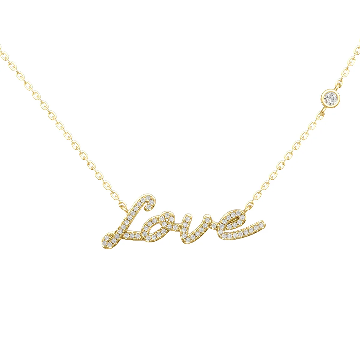 N15645 S925 Silver 18K White Gold LOVE Moissanite Necklace 0.41ct