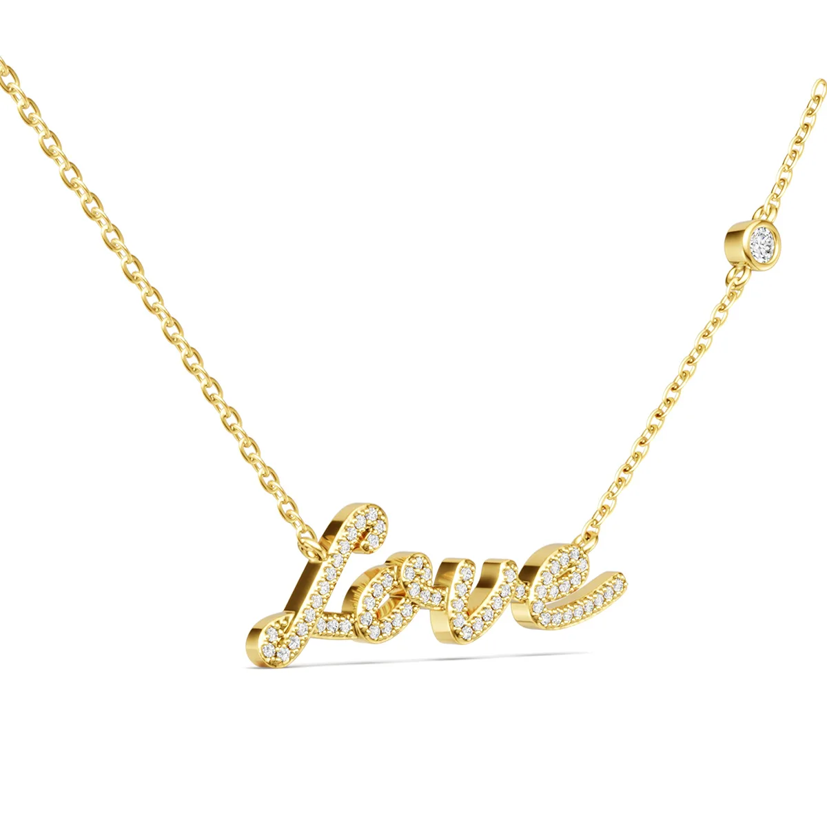 N15645 S925 Silver 18K White Gold LOVE Moissanite Necklace 0.41ct