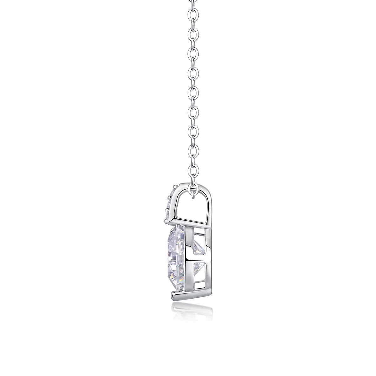 P13644-8.0 S925 Silver 18K White Gold Minimalist Moissanite Necklace 2.0ct