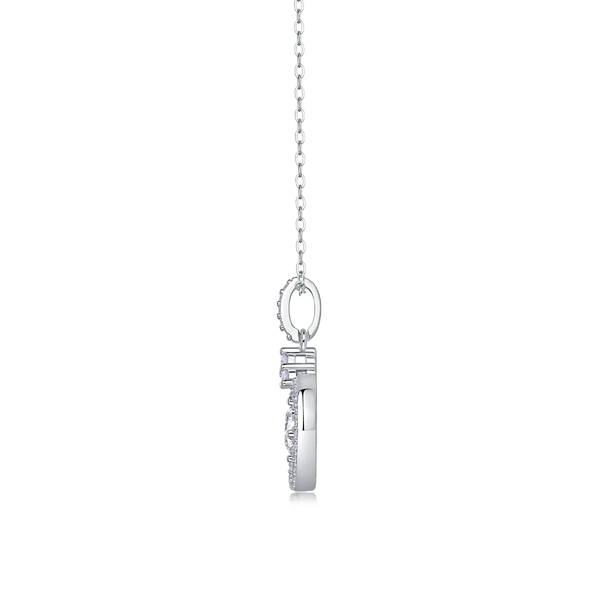 P13587-6.5 S925 Silver 18K White Gold Moissanite Round Pendant Style Necklace 1.0ct