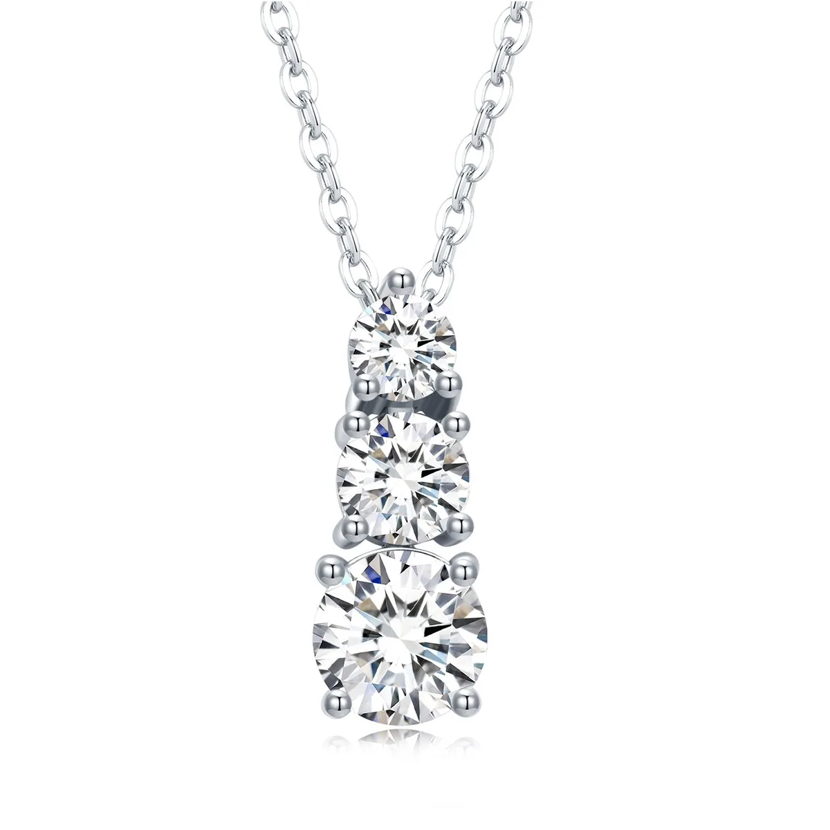 N15570 S925 Silver 18K White Gold Moissanite Necklace 1.8ct
