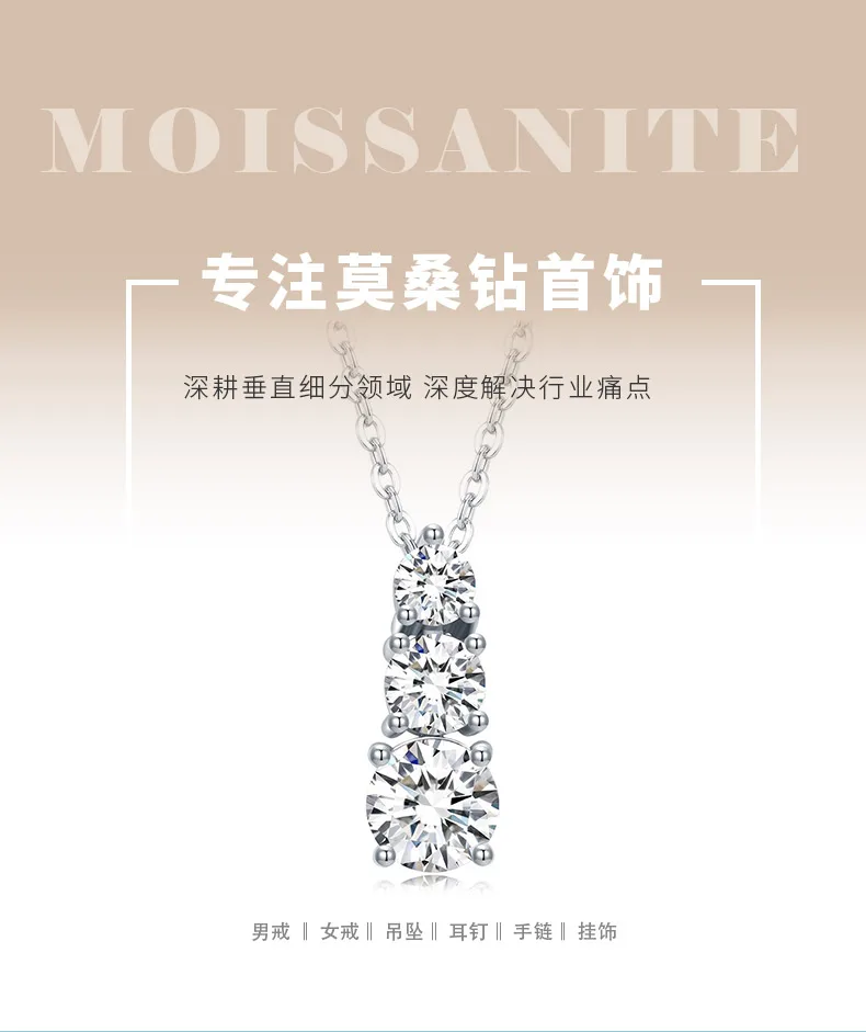 N15570 S925 Silver 18K White Gold Moissanite Necklace 1.8ct detail 1