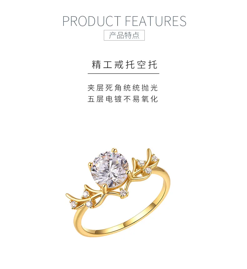 MR0156 S25 Silver 18K Yellow Gold Round Moissanite Vine Engagement Ring Center S