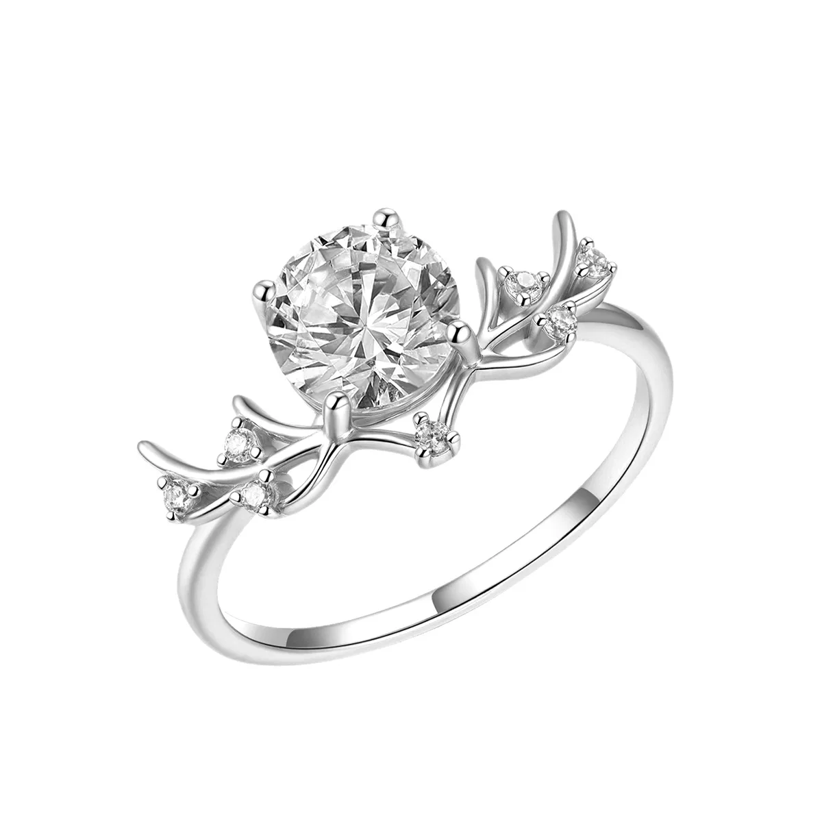 MR0156 S25 Silver 18K Yellow Gold Round Moissanite Vine Engagement Ring Center Stone 1.2ct/7.0mm