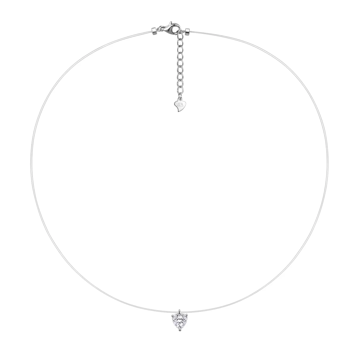 MP0047 S925 Silver 18K White Gold Invisible Ultra-Brilliant Heart Moissanite Necklace Collarbone Chain Cord Pendant
