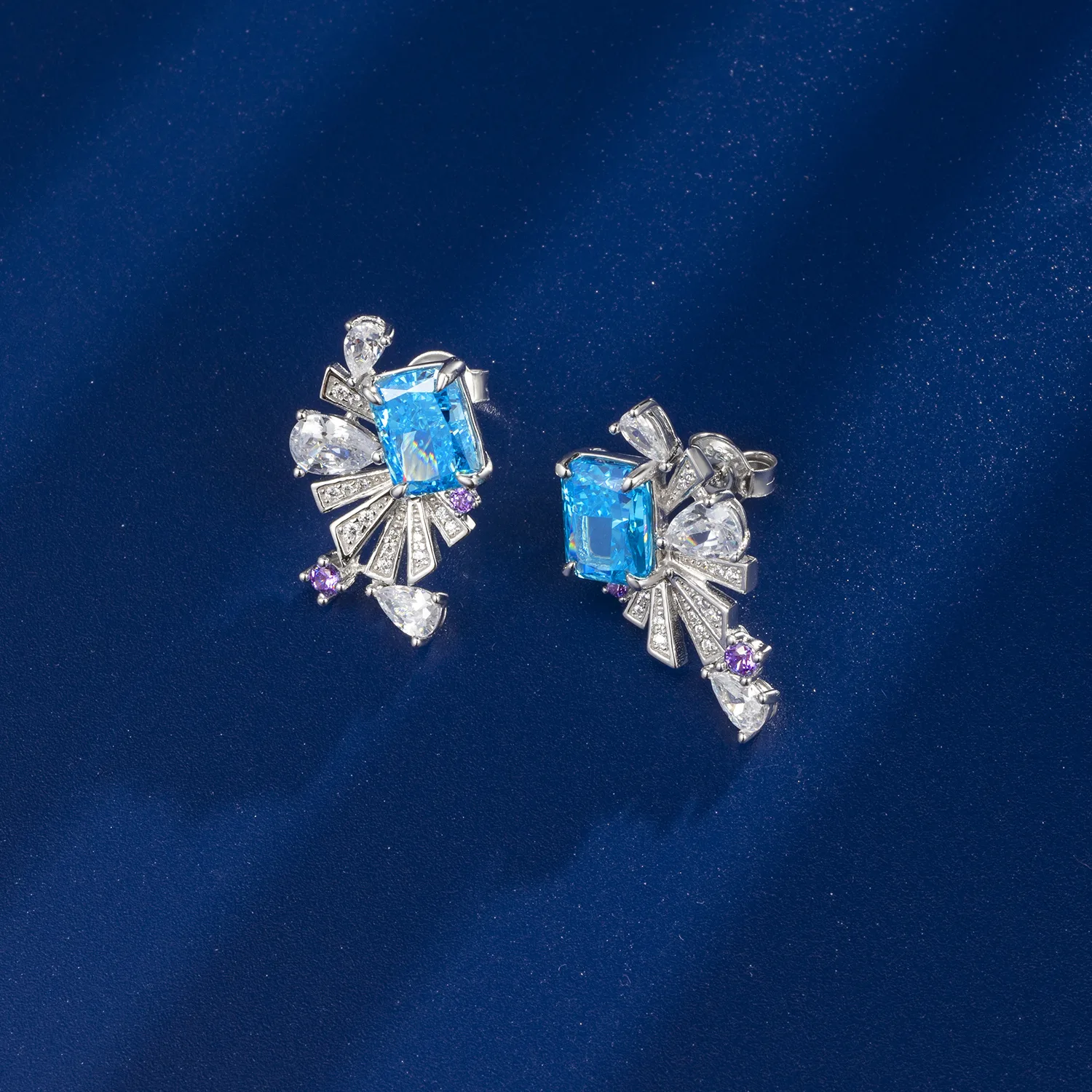 E0692 S925 Silver 18K White Gold Lab-Grown Gemstone Earrings 8*6mm/4.86ct