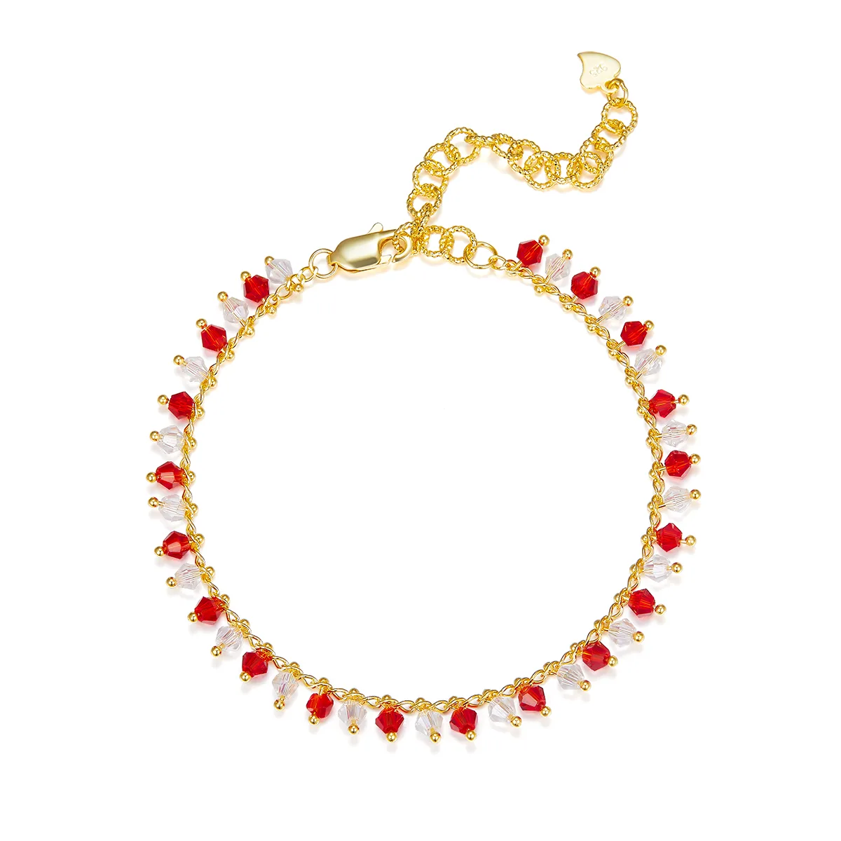 B023 S925 Silver 18K Gold Spirit White Synthetic Bracelet