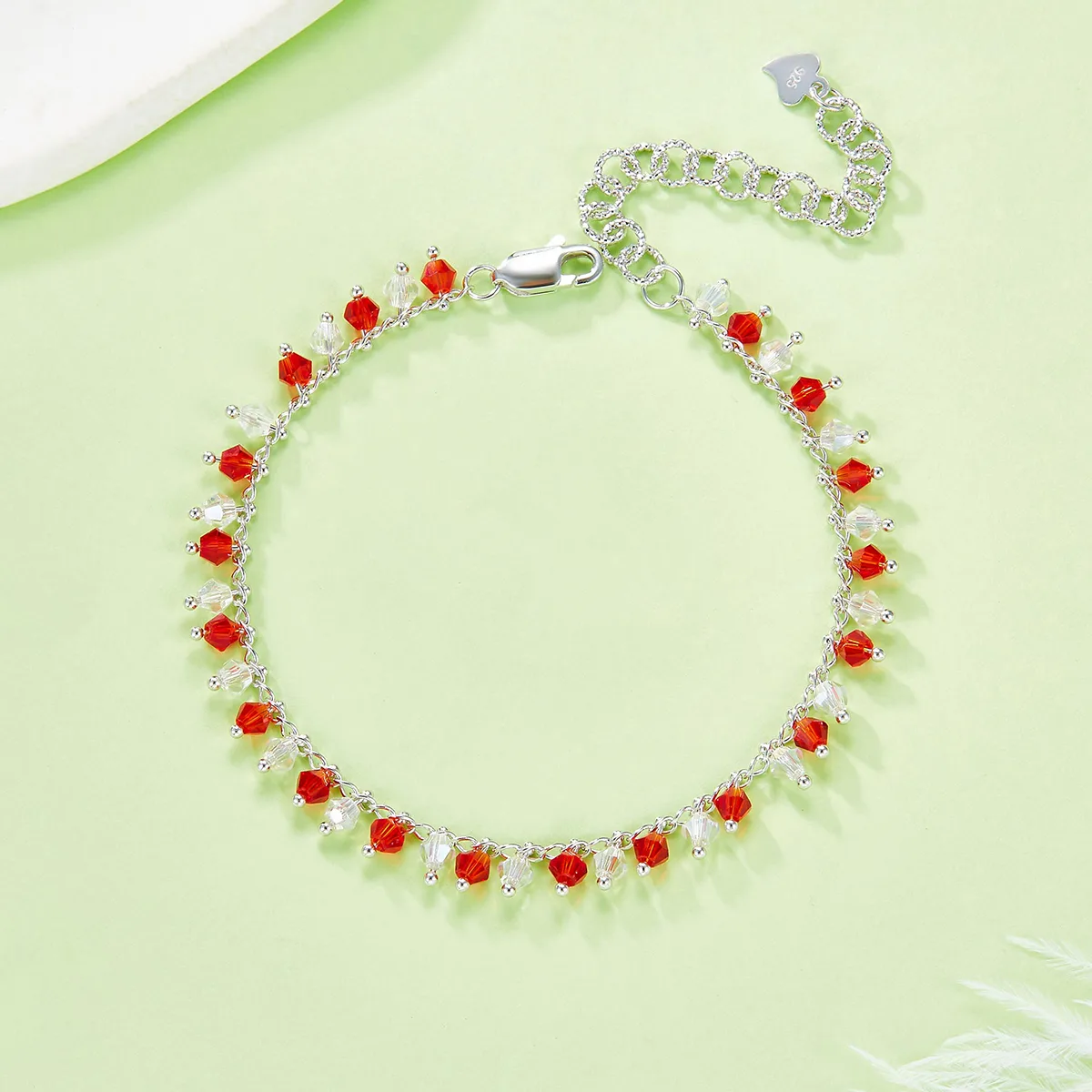 B023 S925 Silver 18K Gold Spirit White Synthetic Bracelet