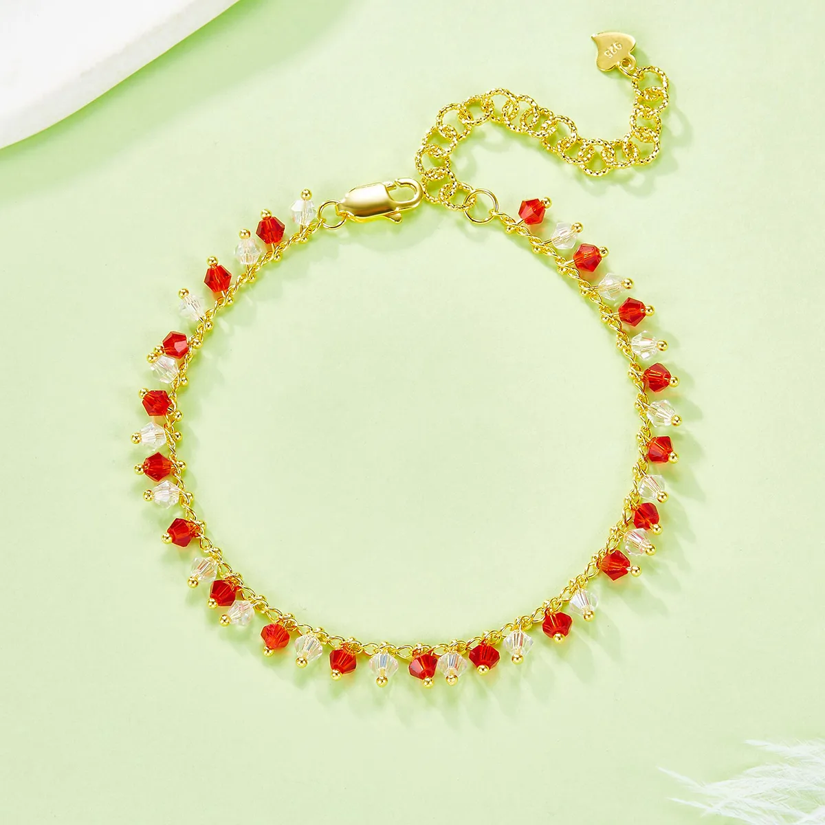 B023 S925 Silver 18K Gold Spirit White Synthetic Bracelet