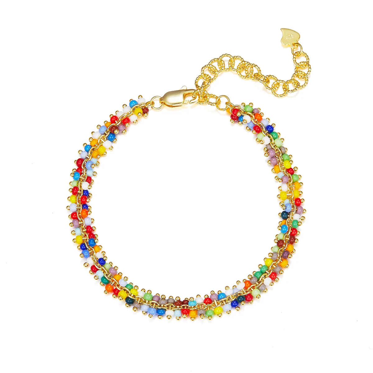 B022 S925 Silver 18K Gold Multi Bead Spirit Bracelet