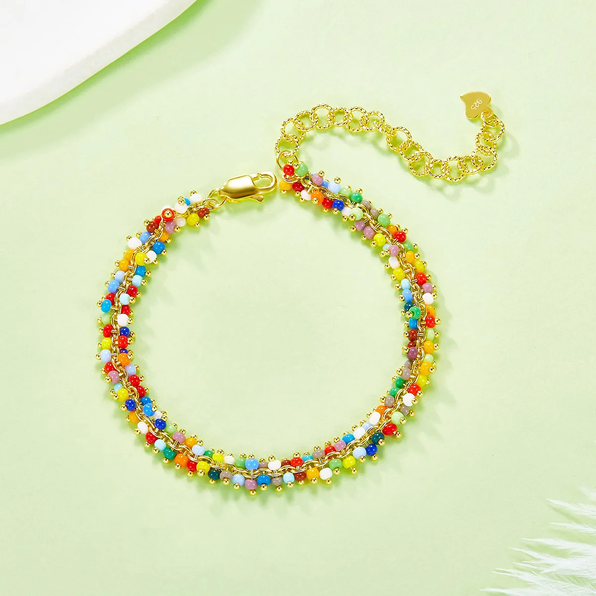 B022 S925 Silver 18K Gold Multi Bead Spirit Bracelet