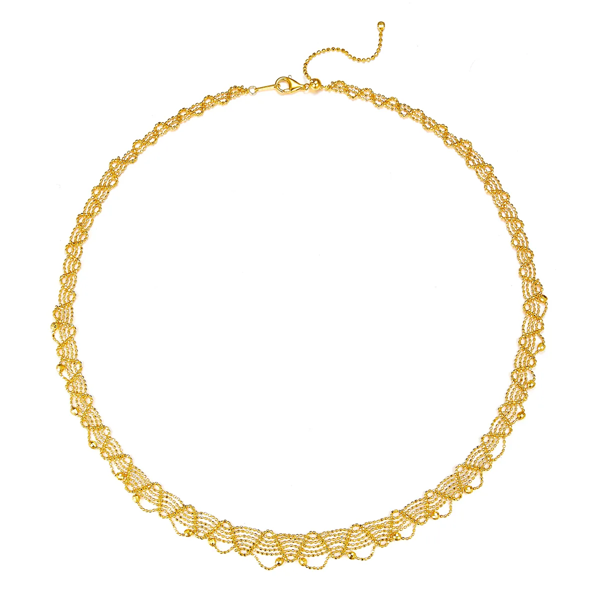 K019 S925 Silver 18K Gold Large Lace Woven Craft Light Luxury Necklace