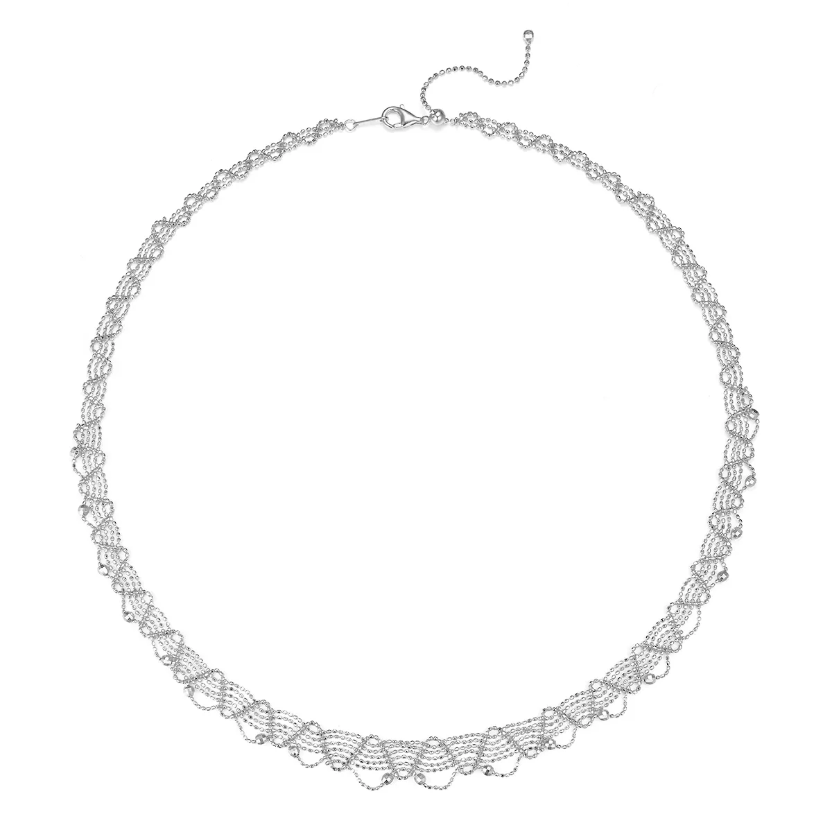 K019 S925 Silver 18K Gold Large Lace Woven Craft Light Luxury Necklace