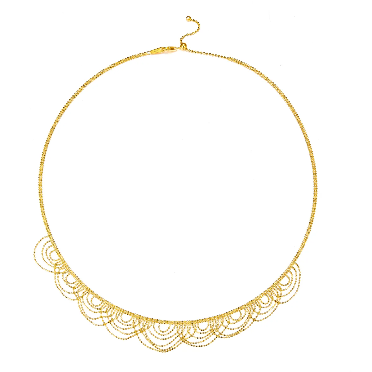 K017 S925 Silver 18K Gold Large Lace Woven Craft Necklace