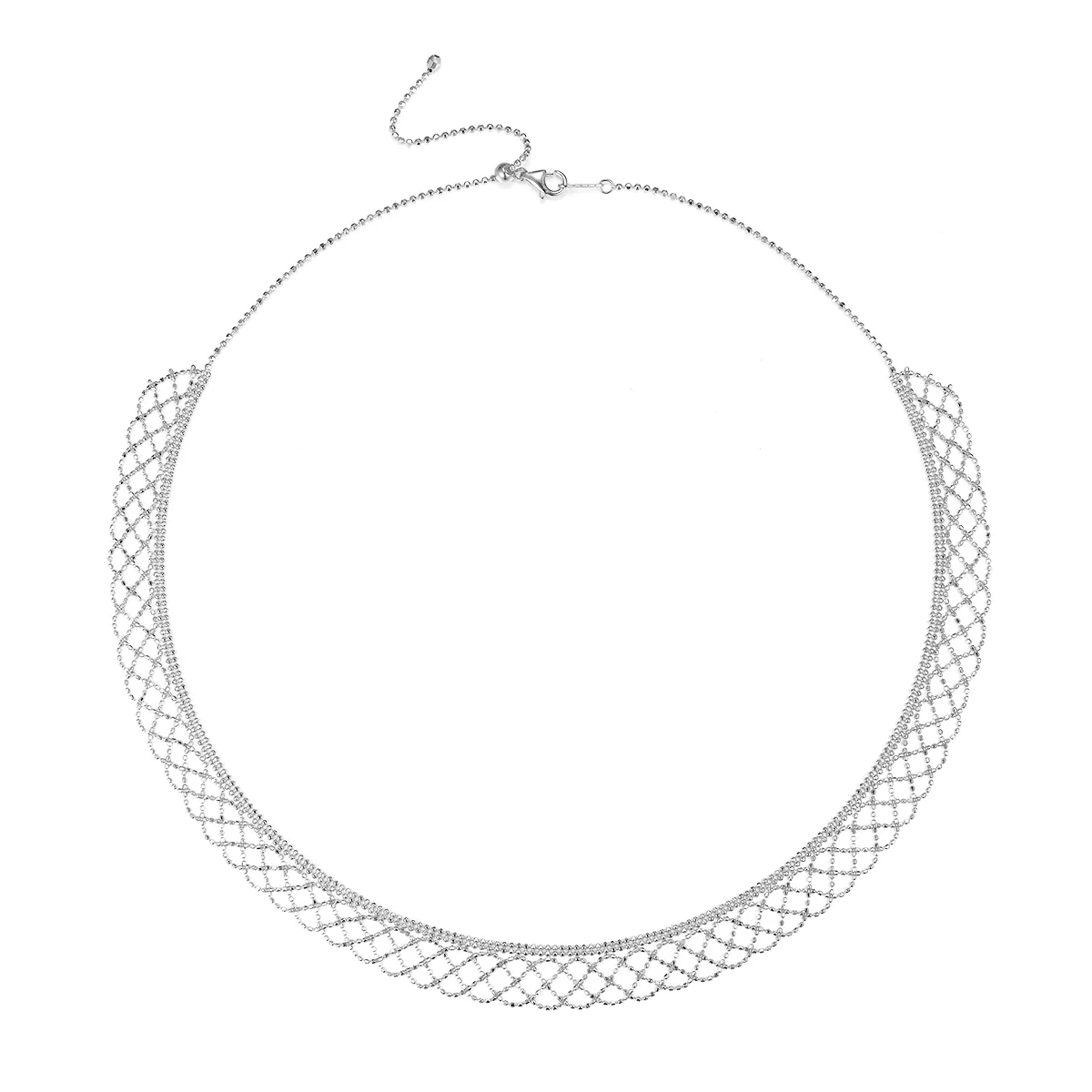 K016 S925 Silver 18K Gold Large Lace Woven Craft Necklace