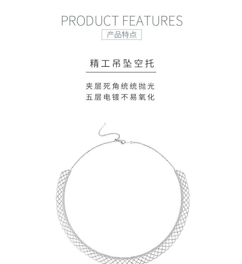 K016 S925 Silver 18K Gold Large Lace Woven Craft Necklace detail 5