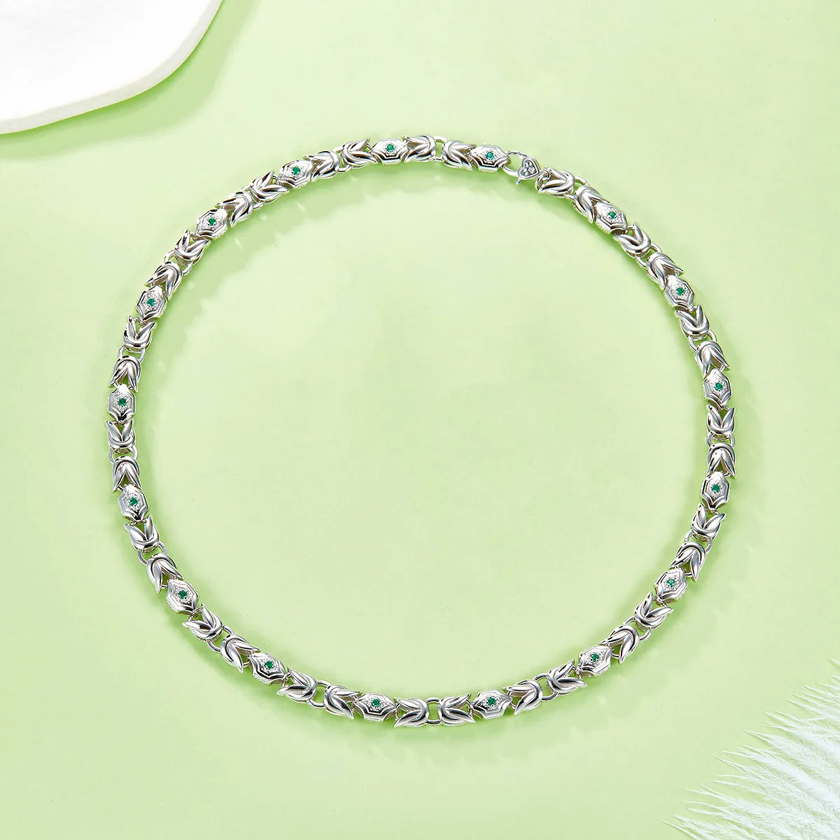 K011 S925 Silver 18K Gold Lab-Grown Emerald Hip-Hop Necklace