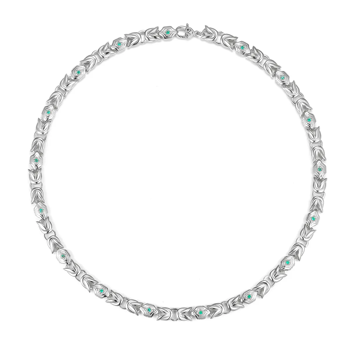 K011 S925 Silver 18K Gold Lab-Grown Emerald Hip-Hop Necklace