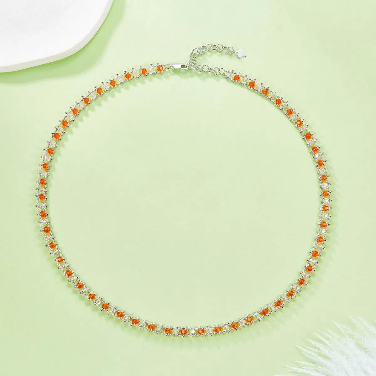 K028/29/26 S925 Silver 18K Synthetic Large Woven Necklace