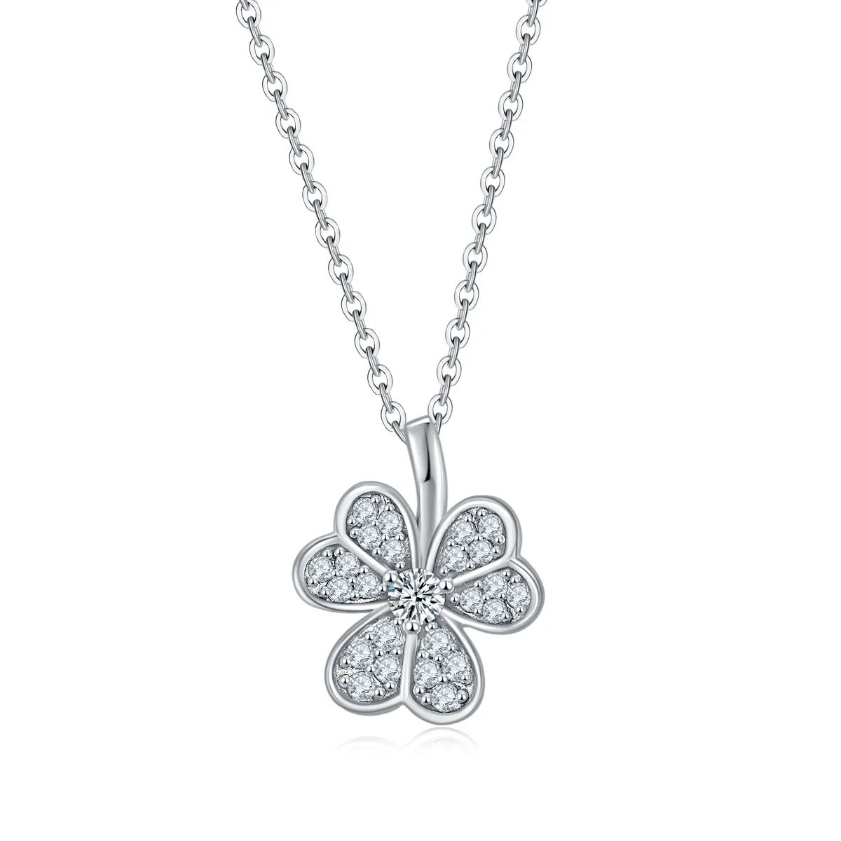 P21101906 S925 Silver 18K White Gold Lucky Moissanite Jewelry Set 0.38ct