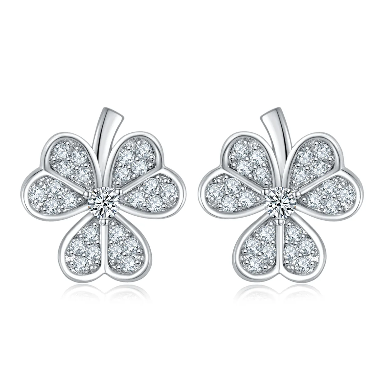 P21101906 S925 Silver 18K White Gold Lucky Moissanite Jewelry Set 0.38ct
