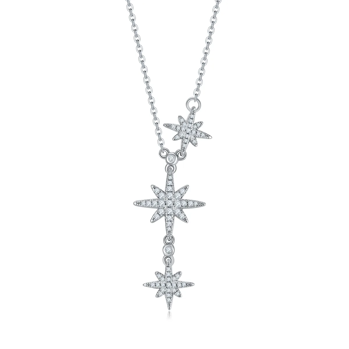 P200330019 S925 Silver 18K White Gold Star Moissanite Necklace 0.32ct