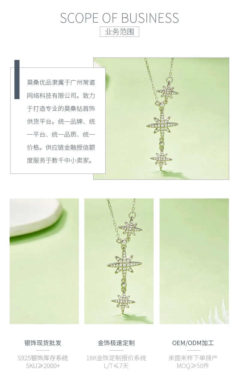 P200330019 S925 Silver 18K White Gold Star Moissanite Necklace 0.32ct detail 3