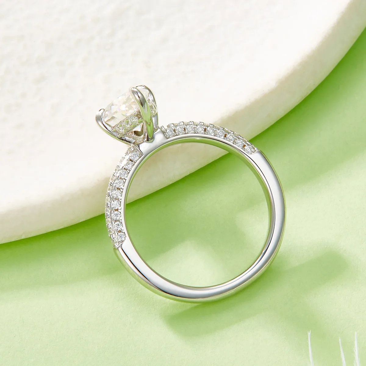 09M S925 Silver 18K White Gold Marquise Moissanite Delicate Premium Confession Ring Women's Ring Center Stone 12*6mm/2.0ct