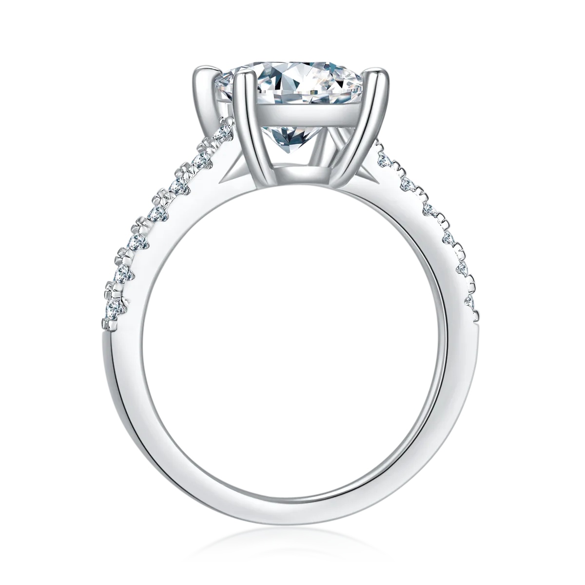 Micro-Pavé Square S925 White-Gold-Plated Silver Moissanite Proposal Ring Women's Ring 2.0ct D