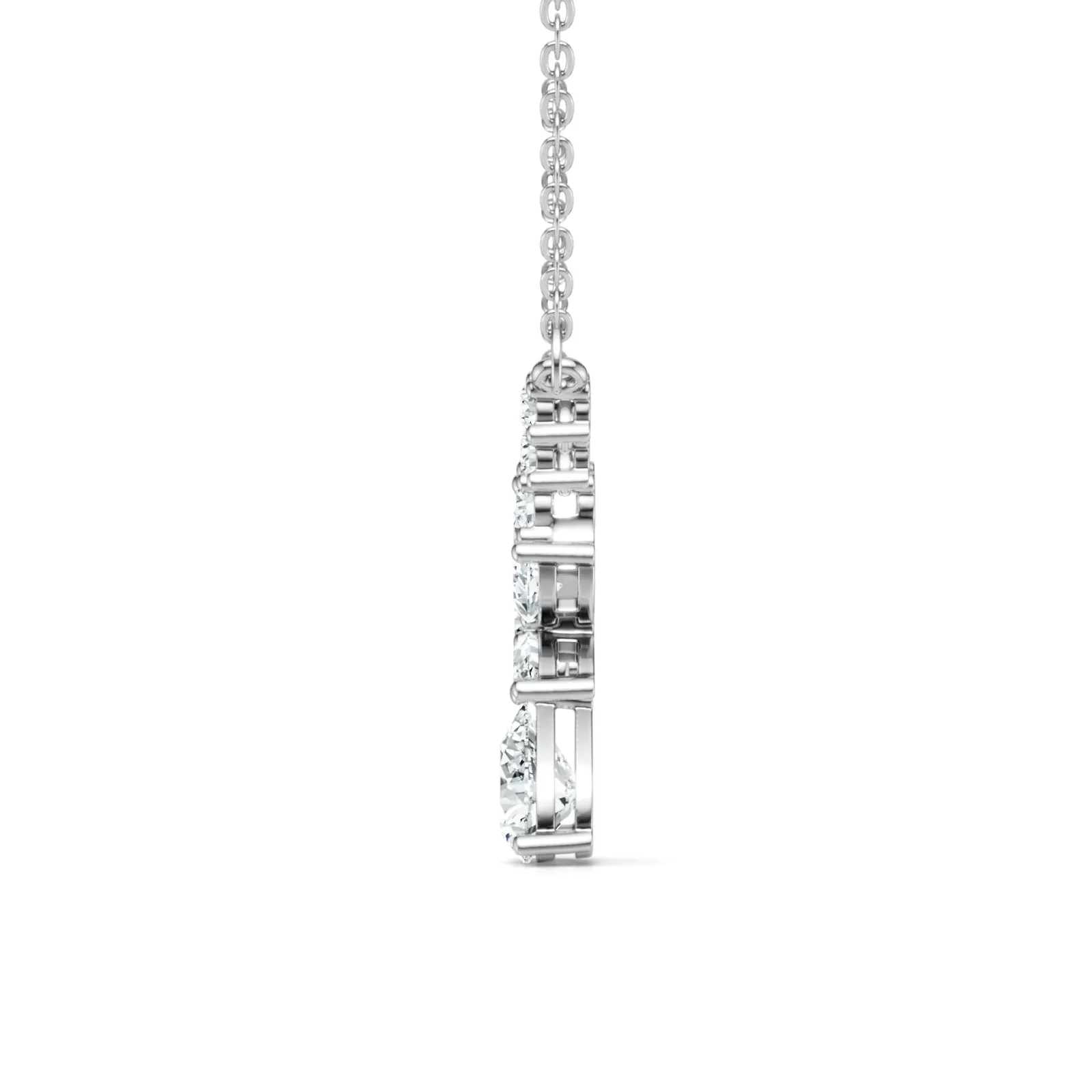 N16328 S925 Silver 18K White Gold Teardrop Moissanite Cluster Light Luxury Collarbone Chain 3.44ct
