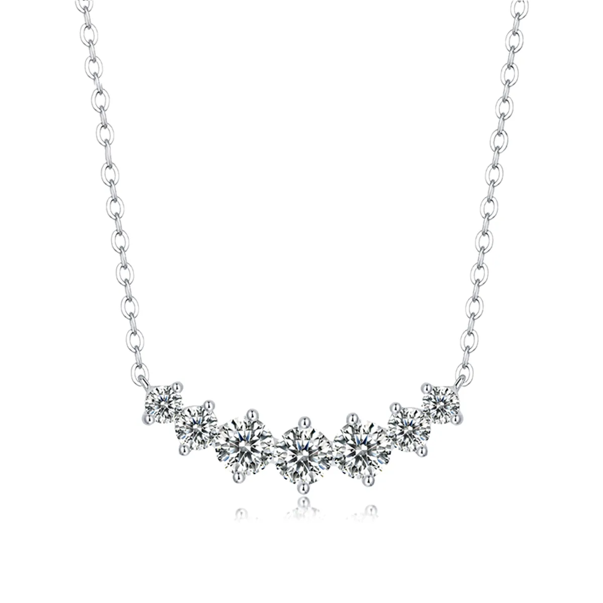 N12933 S925 Silver 18K White Gold Moissanite Sparkling Brilliant Collarbone Chain 1.23ct