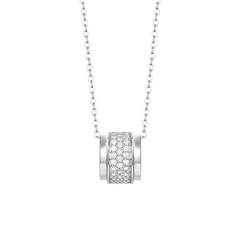 P11741 S925 Silver 18K White Gold Moissanite Necklace 0.69ct