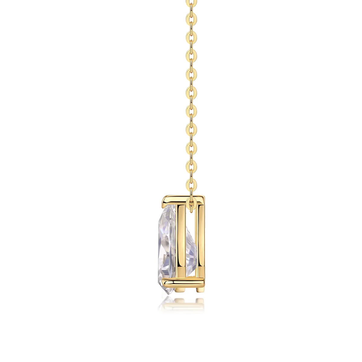 P15166 S925 Silver 18K Yellow Gold Pear Moissanite Light Luxury Necklace